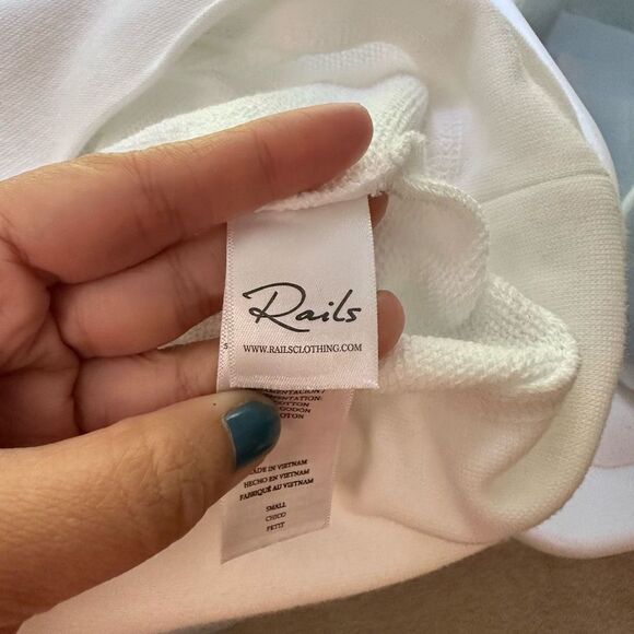 RAILS Kinsey Ruffled Fringed‎ Crewneck Sweatshirt in White size small cotton - Picture 6 of 9